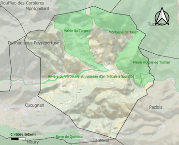 Carte des ZNIEFF de type 1 sur la commune.