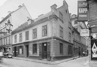 Johanssons kött & fläskhandel, 1910-tal, Munkbrogatan vid Mälartorget