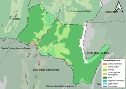 Carte en couleurs présentant l'occupation des sols.