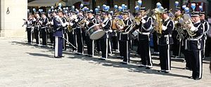 The band at a flag raising ceremony in Freedom Square in 2016