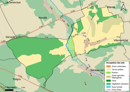 Carte des infrastructures et de l'occupation des sols en 2018 (CLC) de la commune.