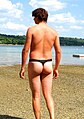 A men's thong-style swimsuit.