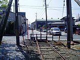 配線変更されるまで残っていた黒川原方面への車止め（2004年5月）