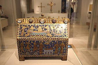 Chest with inlaid enamel decoration