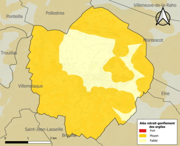 Carte des zones d'aléa retrait-gonflement des argiles.