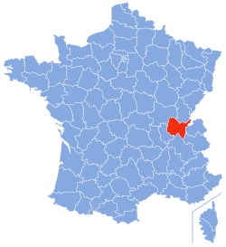 Localisation de l'Ain en France