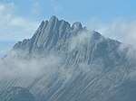 A rocky mountain ridge.