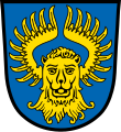 In Blau ein geflügelter hersehender goldener Löwenkopf (Alteglofsheim)