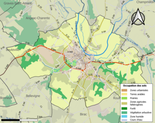 Carte en couleurs présentant l'occupation des sols.