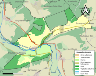 Carte en couleurs présentant l'occupation des sols.