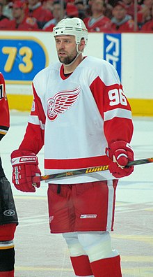 Photo de Tomas Holmstrom portant le numéro 96 des Red Wings.