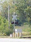 An X-style railroad crossing sign