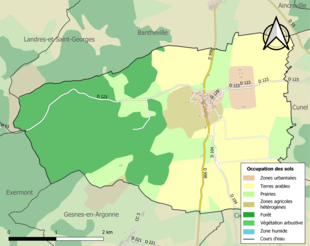 Carte en couleurs présentant l'occupation des sols.