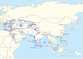 Itinerario dei viaggi di Ibn Battuta dal 1332 al 1346.