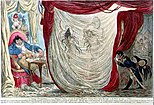 James Gillray's caricature of 1805. Paul Barras being entertained by the naked dancing of two wives of prominent men, Thérésa Tallien and Joséphine Bonaparte 1797