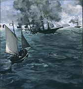 Battle of the Kearsarge and the Alabama, Philadelphia Museum of Art, 1864. Inspired by the Battle of Cherbourg (1864)