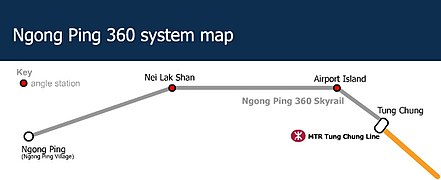 Seilbahn-Haltestellenplan – Der Tung Chung Terminal liegt dem Flughafen am nächsten.