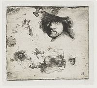 B363, c. 1632. Perhaps abandoned before the hat is added, and the plate recycled for studies.[42]