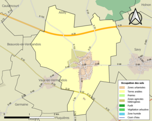 Carte en couleurs présentant l'occupation des sols.