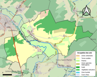 Carte en couleurs présentant l'occupation des sols.