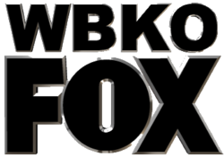 The letters W B K O in a bold sans serif on top of the Fox network logo.