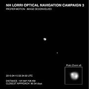 冥王星和冥衛一。冥王星上可能存在極冠（2015年4月）[154]