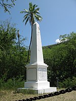 Cook Monument on the northern shore of the bay