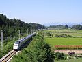 単線区間を走る山形新幹線（村山駅 - 袖崎駅間 2016年8月）