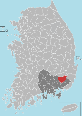 Kaart van Miryang-si