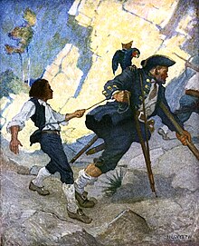 Long John Silver e il suo pappagallo di NC Wyeth dall'edizione del 1911 di Treasure Island.