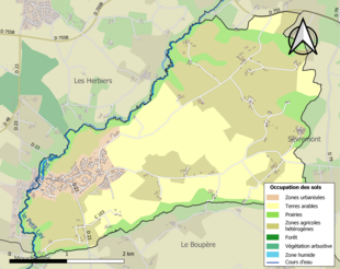 Carte en couleurs présentant l'occupation des sols.