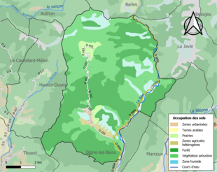 Carte en couleurs présentant l'occupation des sols.