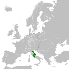 The Papal States in 1815 after the نپولینی جنگیں