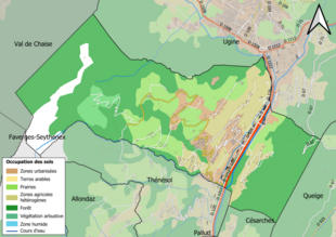 Carte en couleurs présentant l'occupation des sols.