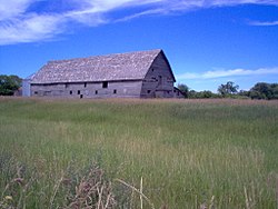 An old barn on Provincial Road #349 just south of the city of Brandon, Manitoba.