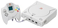 Dreamcast console and controller with VMU.