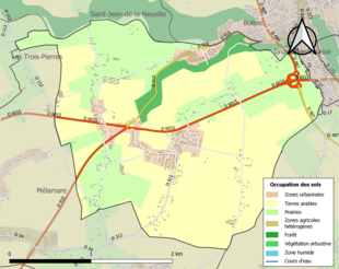 Carte en couleurs présentant l'occupation des sols.