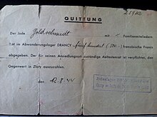 Drancy Internment Camp Receipt