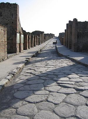 Route pavée de Pompéi (Italie)