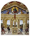 Martirio di San Sebastiano, affresco di Pietro Perugino, 1505, Panicale, chiesa di San Sebastiano.