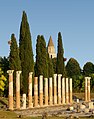 Vue d'Aquilée : au premier plan le forum romain, au fond le campanile de la basilique.