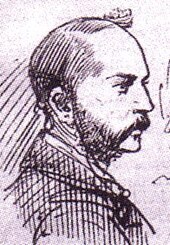 Sketch of a whiskered man in profile