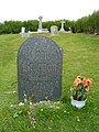 John Betjeman's grave in Cornwall with inscription on slate