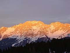 L'alpenglow sur le Catinaccio.