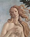 Detalje af Venus-figuren i "Venus' fødsel" af Sandro Botticelli, ca 1484-1486