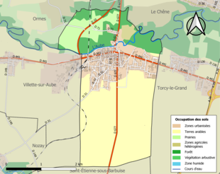 Carte en couleurs présentant l'occupation des sols.