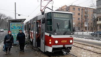 Tatra T6A5 № 4556, маршрут № 6, зупинка «Захисників України»