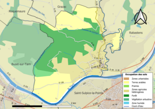 Carte en couleurs présentant l'occupation des sols.