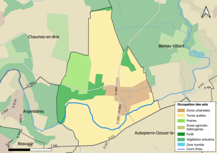 Carte des infrastructures et de l'occupation des sols en 2018 (CLC) de la commune.