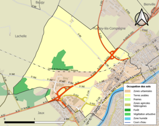 Carte en couleurs présentant l'occupation des sols.